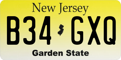 NJ license plate B34GXQ