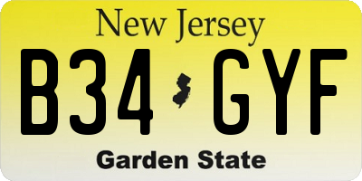 NJ license plate B34GYF