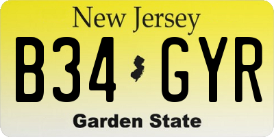 NJ license plate B34GYR