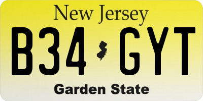 NJ license plate B34GYT