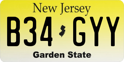 NJ license plate B34GYY