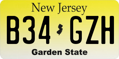 NJ license plate B34GZH