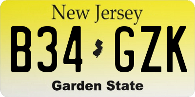 NJ license plate B34GZK