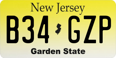 NJ license plate B34GZP