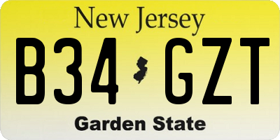 NJ license plate B34GZT