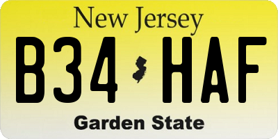NJ license plate B34HAF