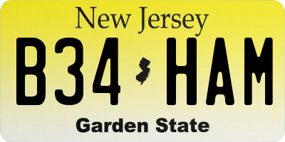 NJ license plate B34HAM