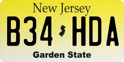 NJ license plate B34HDA