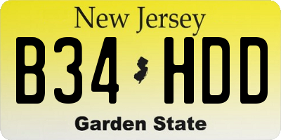 NJ license plate B34HDD