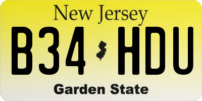 NJ license plate B34HDU