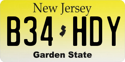 NJ license plate B34HDY