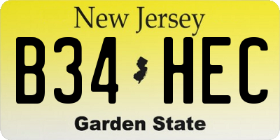 NJ license plate B34HEC