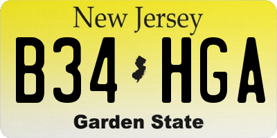 NJ license plate B34HGA