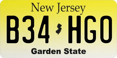 NJ license plate B34HGO