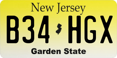 NJ license plate B34HGX