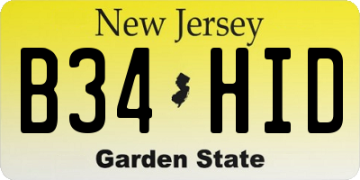 NJ license plate B34HID