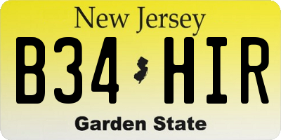 NJ license plate B34HIR