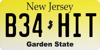 NJ license plate B34HIT
