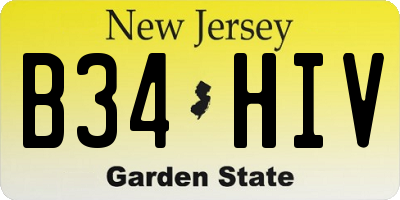 NJ license plate B34HIV