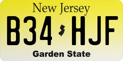 NJ license plate B34HJF