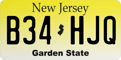 NJ license plate B34HJQ