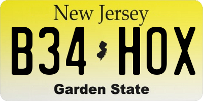 NJ license plate B34HOX