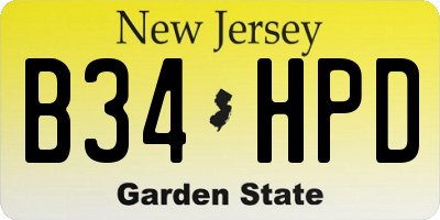NJ license plate B34HPD