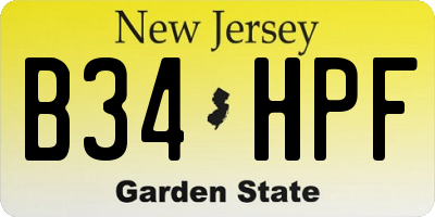 NJ license plate B34HPF