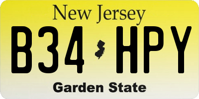 NJ license plate B34HPY