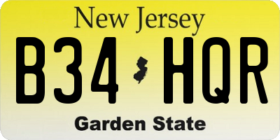 NJ license plate B34HQR