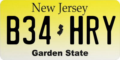 NJ license plate B34HRY