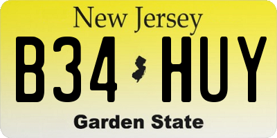 NJ license plate B34HUY
