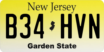 NJ license plate B34HVN
