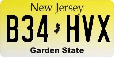 NJ license plate B34HVX