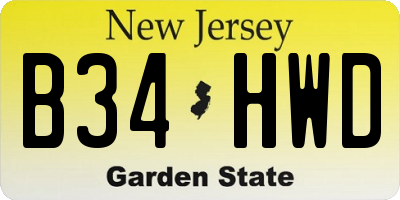NJ license plate B34HWD