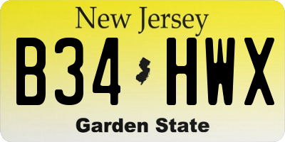NJ license plate B34HWX