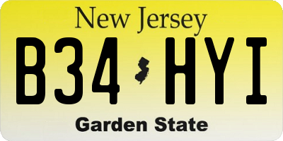 NJ license plate B34HYI