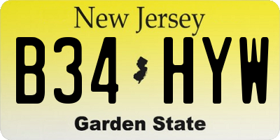 NJ license plate B34HYW