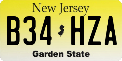 NJ license plate B34HZA