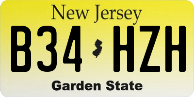 NJ license plate B34HZH