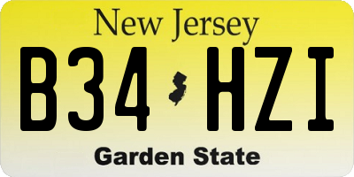 NJ license plate B34HZI