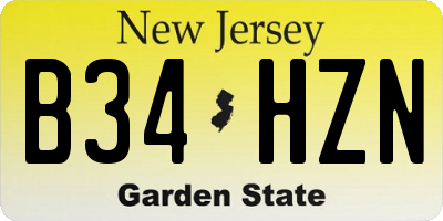 NJ license plate B34HZN