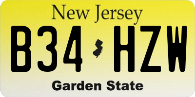 NJ license plate B34HZW