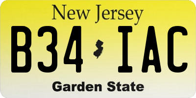 NJ license plate B34IAC