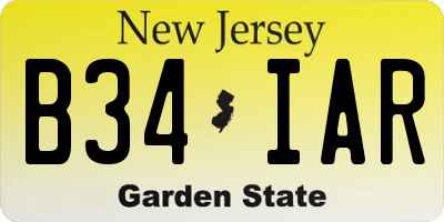 NJ license plate B34IAR