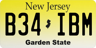 NJ license plate B34IBM