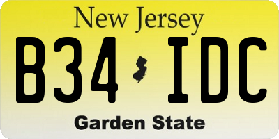 NJ license plate B34IDC