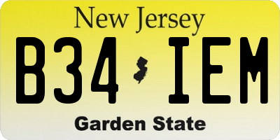 NJ license plate B34IEM