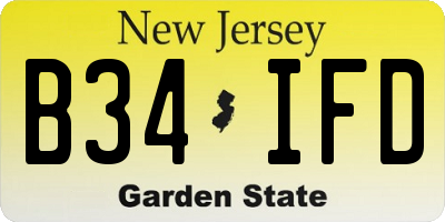 NJ license plate B34IFD