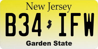 NJ license plate B34IFW